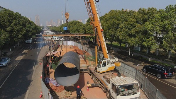 湖南长沙旺旺中路片区新增排水管道工程—3PE防腐螺旋钢管
